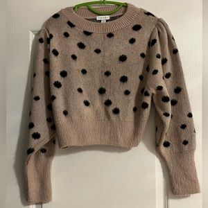 Topshop Light Pink Sweater With Black Polka Dots